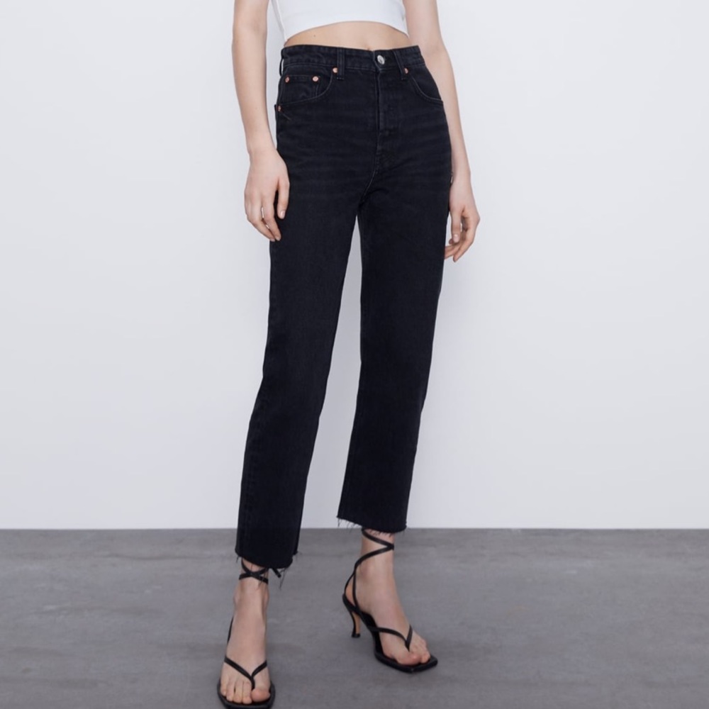 ZARA high rise straight leg jeans